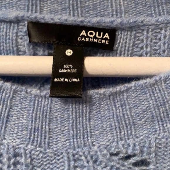 Aqua light blue 100% cashmere sweater size medium - Picture 3 of 4